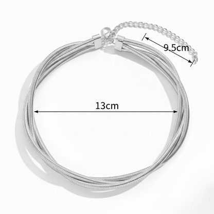 Aurelis Mehrreihige Schlangenkette Choker Halskette Goldfarbe Statement-Schmuck Damen Verstellbar