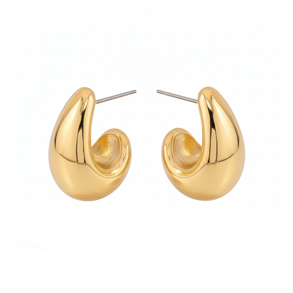 Aurelis Damen Ohrringe Tropfen Design Goldfarbe Chunky Teardrop Elegant Mittel