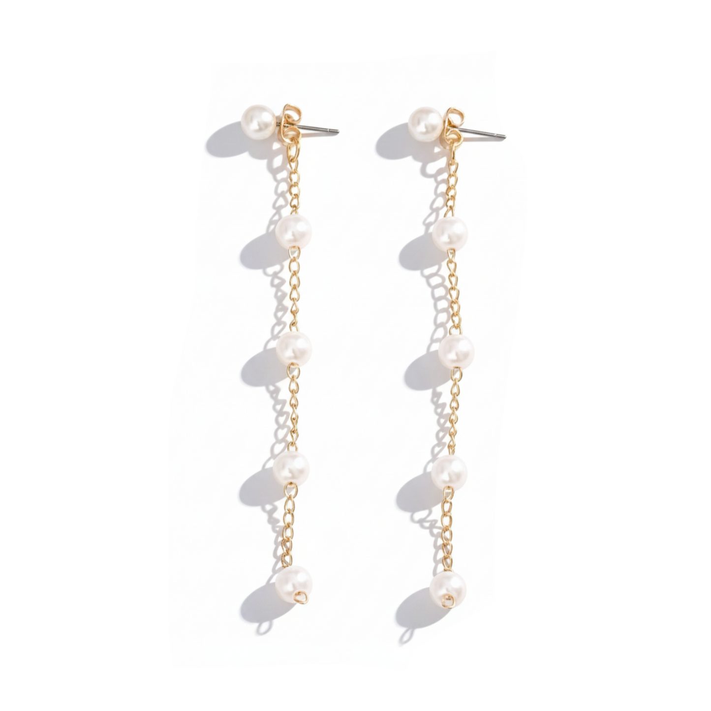 Aurelis Damen Hängeohrringe Lange Perlen-Optik Goldfarbe Hochzeit Drop Earrings 8.5cm