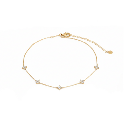 Aurelis Damen Halskette Kleeblatt Goldfarbe Filigran mit Zirkonia-Kristall-Besatz