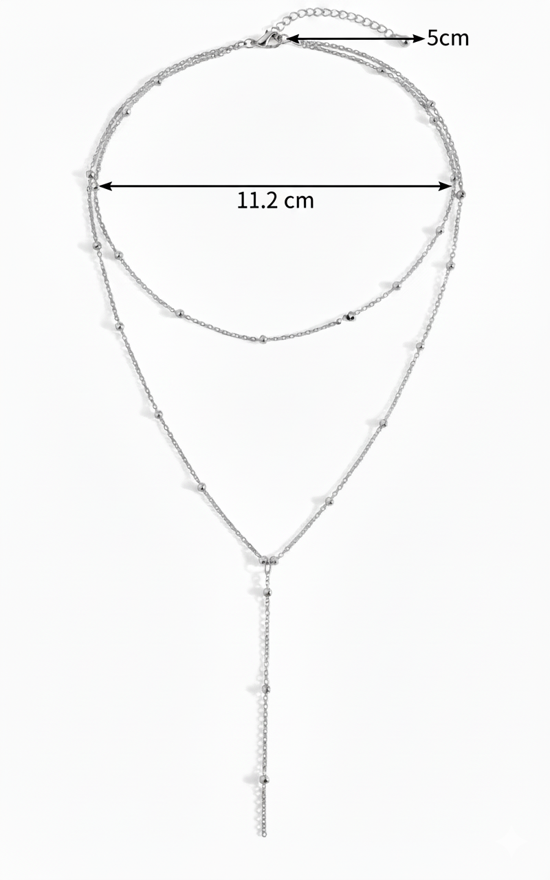 Aurelis Damen Halskette Y-Form zweireihig Goldfarb Boho Layering Kügelchen 35cm