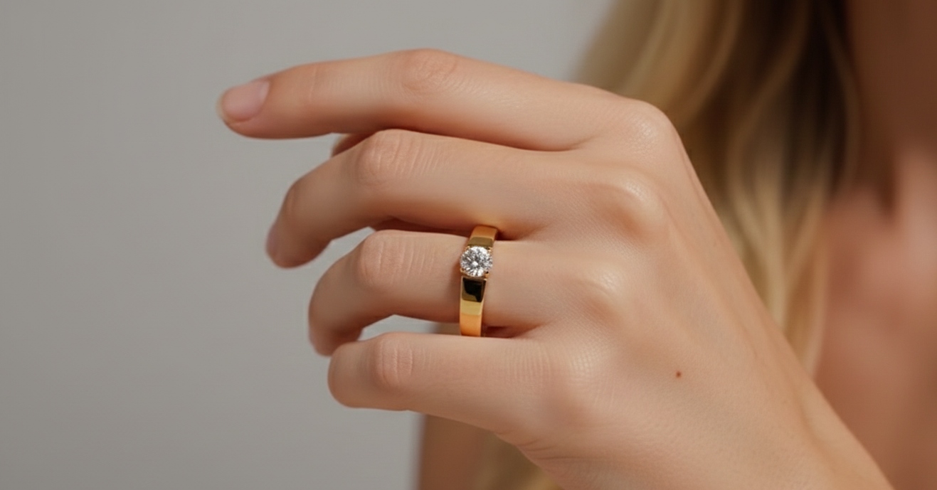 Noah | Zeitloser Ring Goldfarben Silberfarben Verlobungsring Zirkonia Solitär Gr. 49-70 Gold