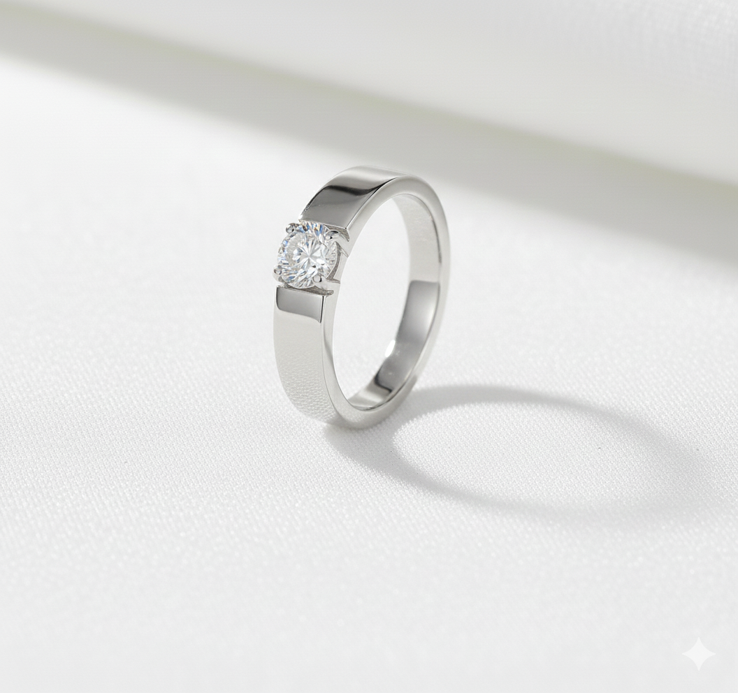 Noah | Zeitloser Ring Goldfarben Silberfarben Verlobungsring Zirkonia Solitär Gr. 49-70 Gold