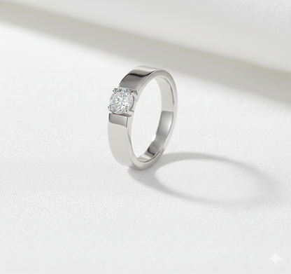 Noah | Zeitloser Ring Goldfarben Silberfarben Verlobungsring Zirkonia Solitär Gr. 49-70 Gold