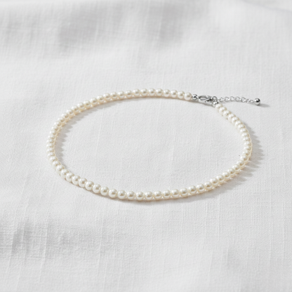 Aurelis Perlenkette Damen Choker Einreihig - Klassische Perle-Optik Weiß - 40+5cm