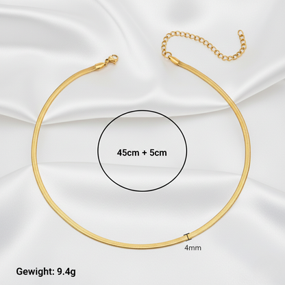 Aurelis Damen Halskette flache Schlangenkette Goldfarbe Herringbone Snake Chain variabel