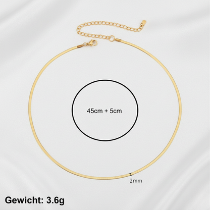 Aurelis Damen Halskette flache Schlangenkette Goldfarbe Herringbone Snake Chain variabel
