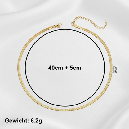 Aurelis Damen Halskette flache Schlangenkette Goldfarbe Herringbone Snake Chain variabel
