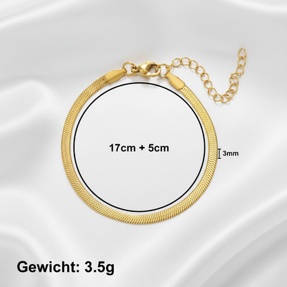 Aurelis Damen Halskette flache Schlangenkette Goldfarbe Herringbone Snake Chain variabel