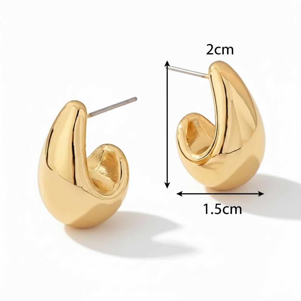 Aurelis Chunky Drop Ohrringe Goldfarbe Teardrop Design Damen Statement Creolen C-Form