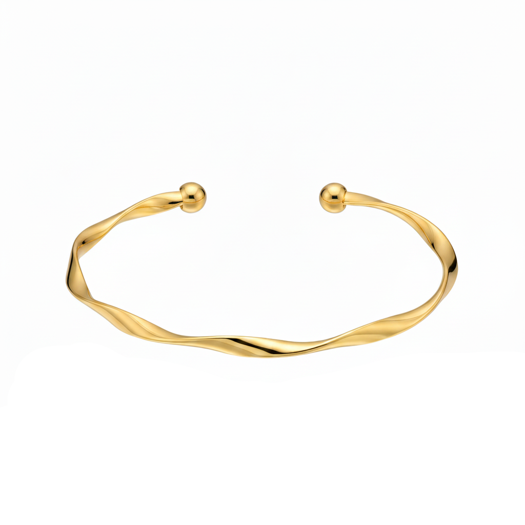 Aurelis Damen Armreif Gedreht Minimalistisch Twist Armspange Offen Verstellbar Goldfarbe