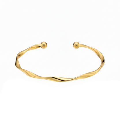 Aurelis Damen Armreif Gedreht Minimalistisch Twist Armspange Offen Verstellbar Goldfarbe