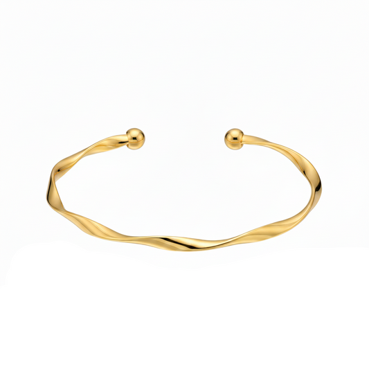 Aurelis Damen Armreif Gedreht Minimalistisch Twist Armspange Offen Verstellbar Goldfarbe