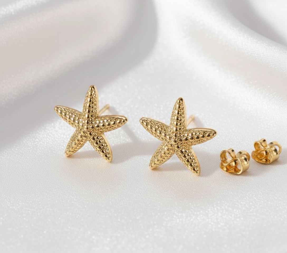 Mia | Verspielte Seestern Ohrstecker Silberfarben Goldfarben Ohrringe Damen Maritim