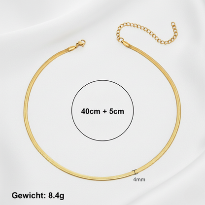 Aurelis Damen Halskette flache Schlangenkette Goldfarbe Herringbone Snake Chain variabel