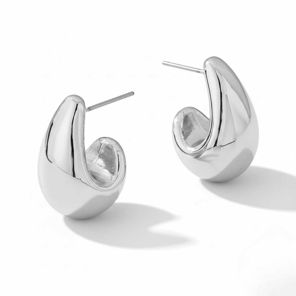 Aurelis Chunky Drop Ohrringe Goldfarbe Teardrop Design Damen Statement Creolen C-Form