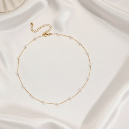 Aurelis Damen Halskette Goldfarbe mit Imitationsperlen Minimalistisch Zart 36+6cm