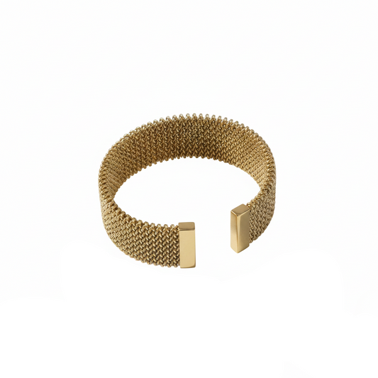 Aurelis Mesh-Armreif Geflochten 22mm Goldfarbe Edelstahl Breit Damen