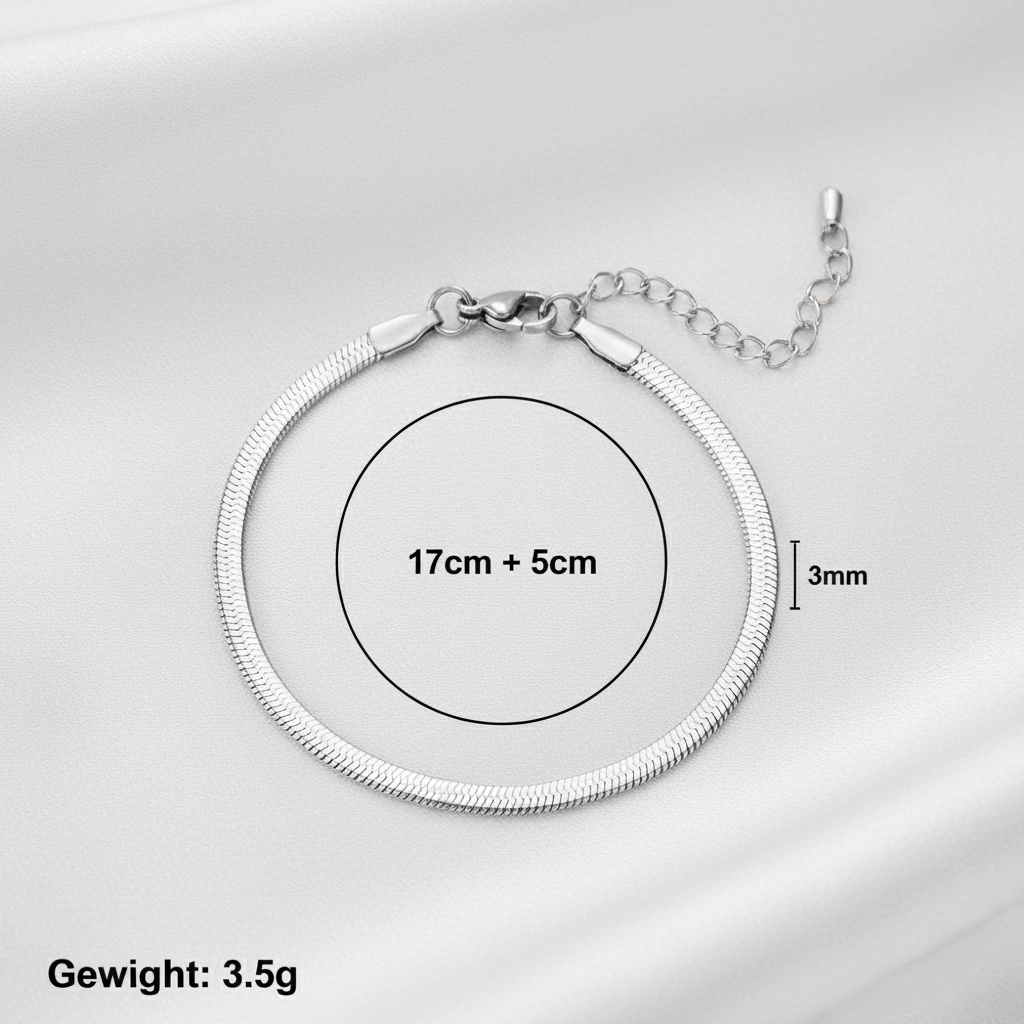 Aurelis Damen Halskette flache Schlangenkette Goldfarbe Herringbone Snake Chain variabel