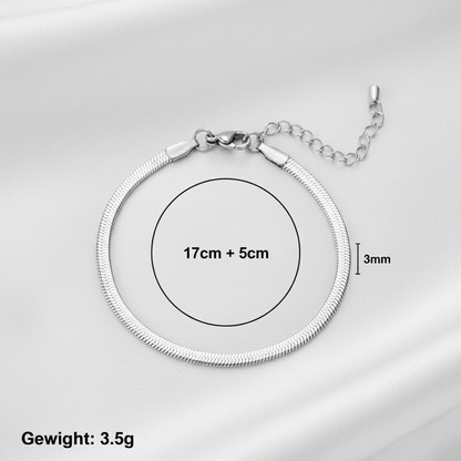 Aurelis Damen Halskette flache Schlangenkette Goldfarbe Herringbone Snake Chain variabel