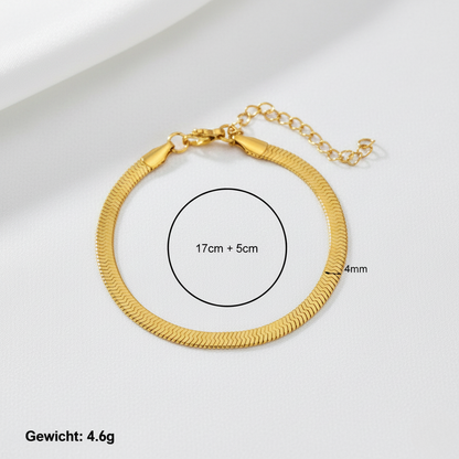 Aurelis Damen Halskette flache Schlangenkette Goldfarbe Herringbone Snake Chain variabel