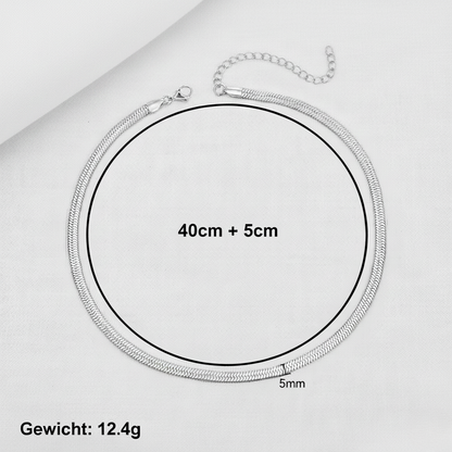 Aurelis Damen Halskette flache Schlangenkette Goldfarbe Herringbone Snake Chain variabel