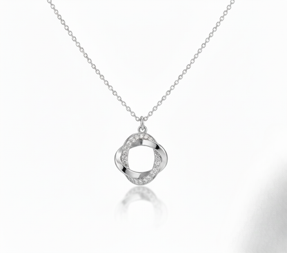 Aurelis Damen Halskette Goldfarbe verschlungene Ringe Anhänger Glasmosaik Elegant