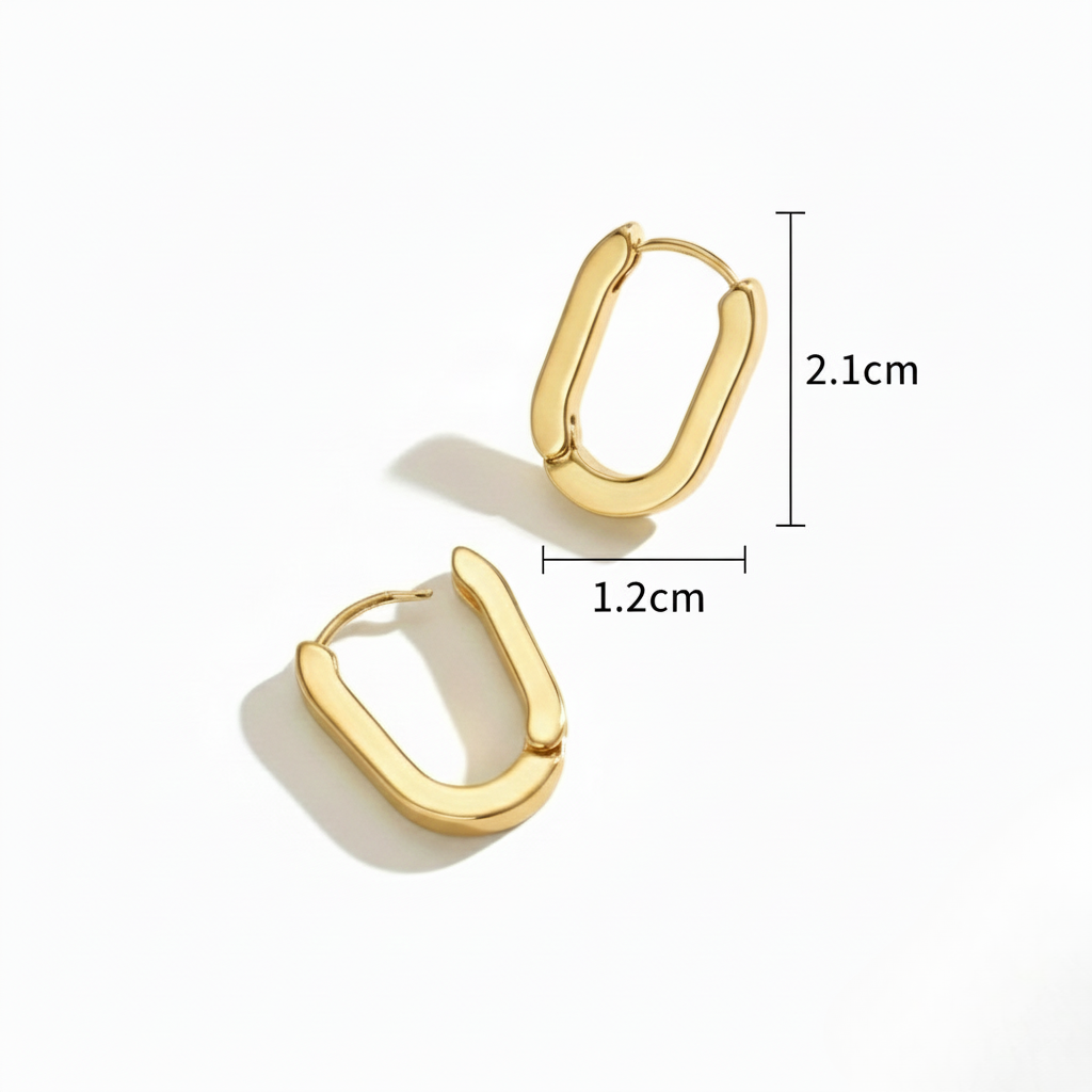 Aurelis Link-Creolen U-Form Goldfarbe Geometrisch Minimalistisch Damen