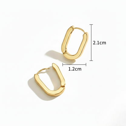 Aurelis Link-Creolen U-Form Goldfarbe Geometrisch Minimalistisch Damen