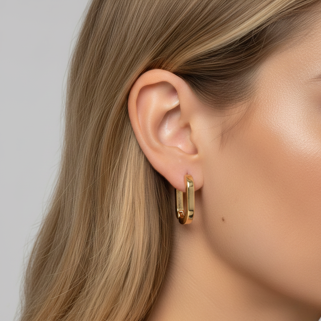 Aurelis Link-Creolen U-Form Goldfarbe Geometrisch Minimalistisch Damen