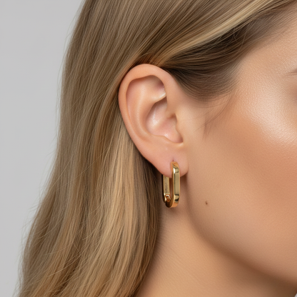 Aurelis Link-Creolen U-Form Goldfarbe Geometrisch Minimalistisch Damen