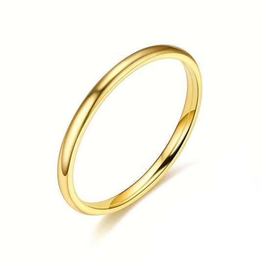 Aurelis Schmaler 2mm Edelstahl-Ring Goldfarben Minimalistisch Stacking-Design Wasserfest Damen