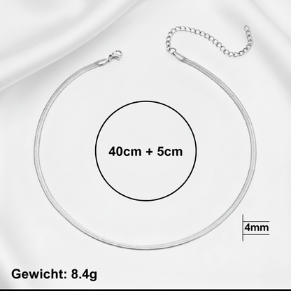 Aurelis Damen Halskette flache Schlangenkette Goldfarbe Herringbone Snake Chain variabel