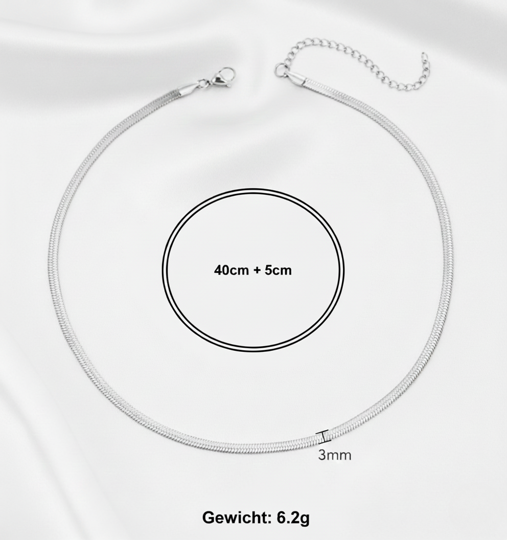 Aurelis Damen Halskette flache Schlangenkette Goldfarbe Herringbone Snake Chain variabel