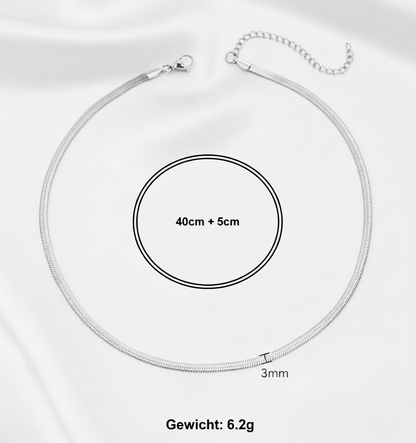 Aurelis Damen Halskette flache Schlangenkette Goldfarbe Herringbone Snake Chain variabel