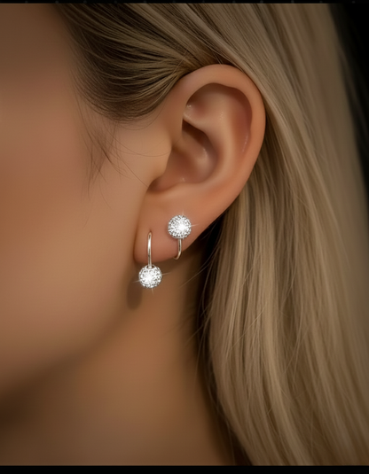 Aurelis Damen Spiral-Ohrstecker Silberfarbe Kristall Kugeln Double Look Twister Paar