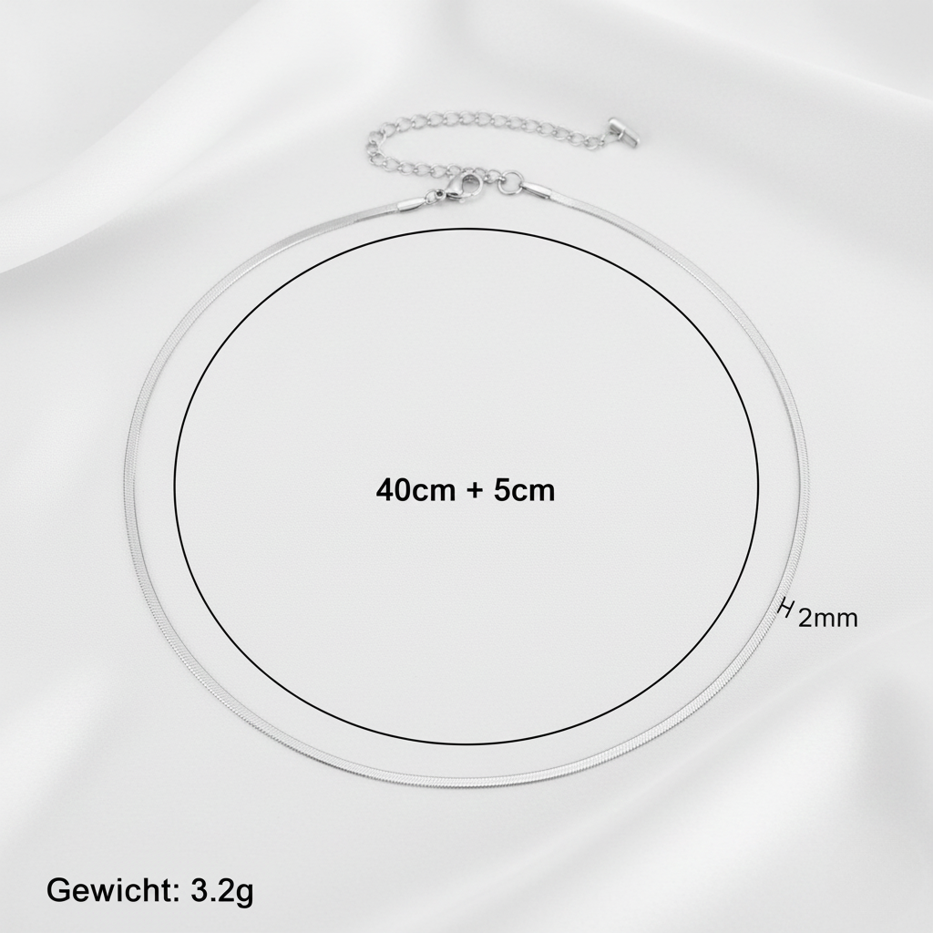 Aurelis Damen Halskette flache Schlangenkette Goldfarbe Herringbone Snake Chain variabel