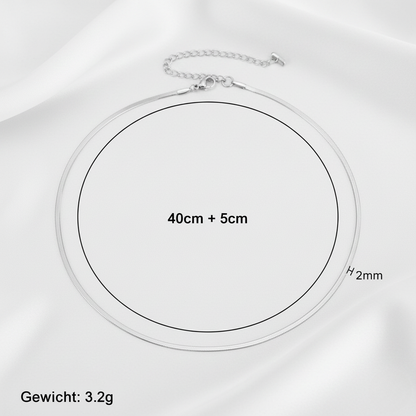 Aurelis Damen Halskette flache Schlangenkette Goldfarbe Herringbone Snake Chain variabel