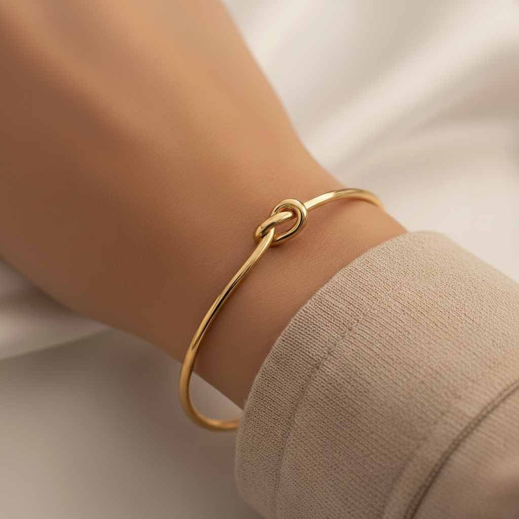 Matteo | Minimalistischer Knoten Armreif Goldfarben Silberfarben Armband Damen Edel