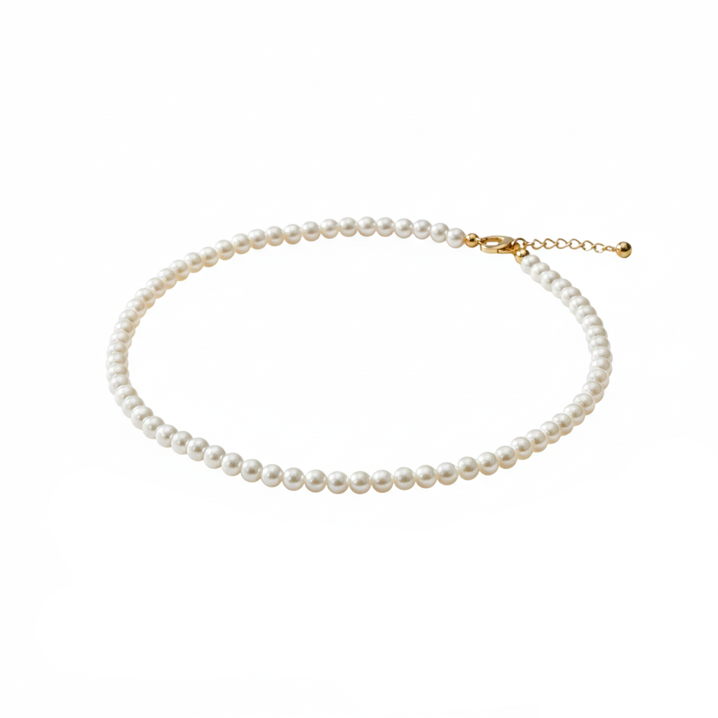 Aurelis Perlenkette Damen Choker Einreihig - Klassische Perle-Optik Weiß - 40+5cm