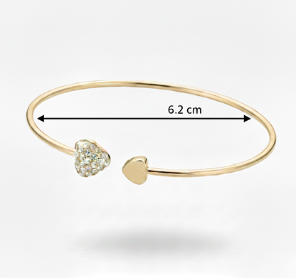 Aurelis Damen Armreif Offen Herz-Design Goldfarbe Strass-Besatz Filigran 19.5cm