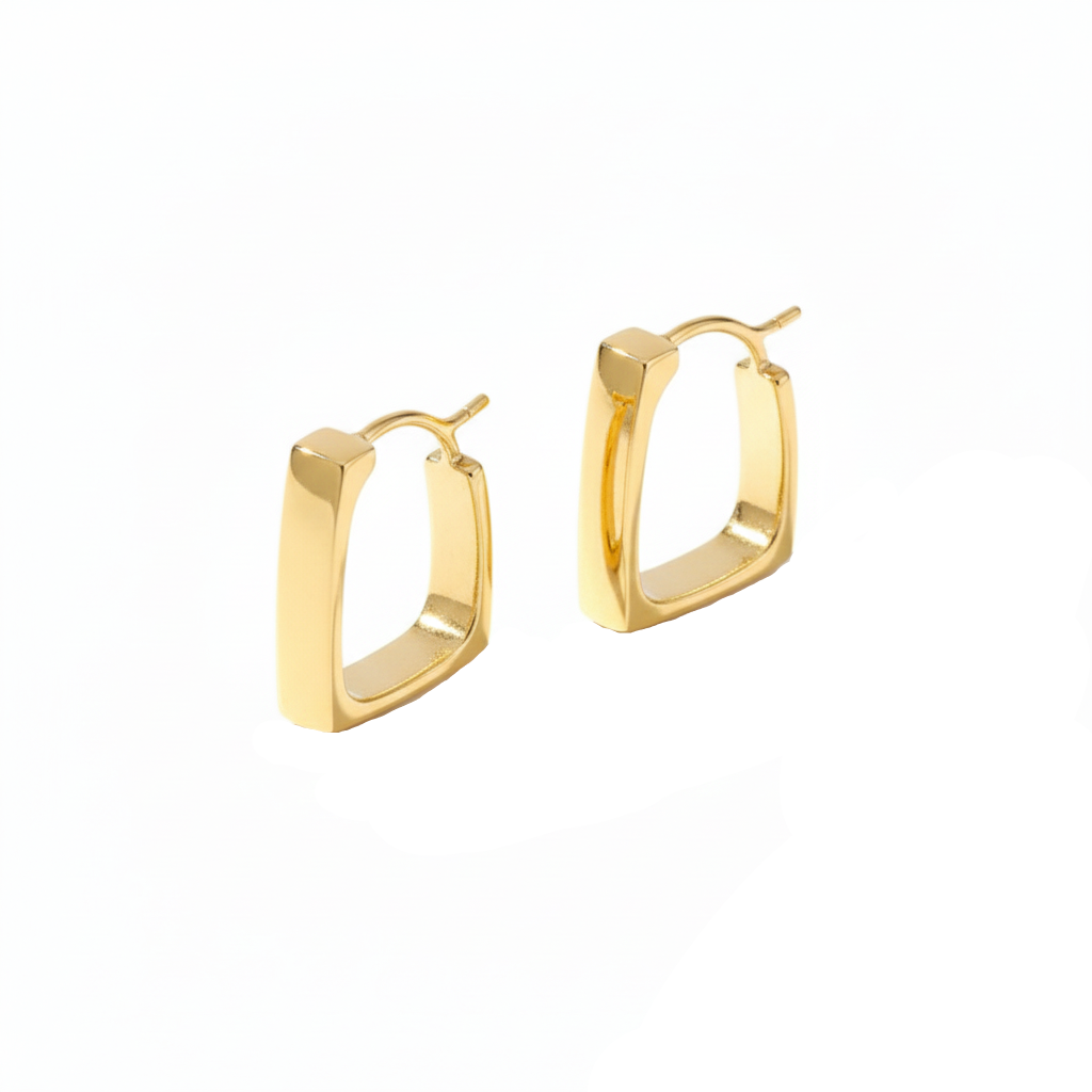 Geometrische Creolen Rechteckig in Goldfarbe Minimalistische Eckige Ohrringe Damen