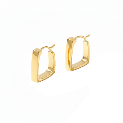 Geometrische Creolen Rechteckig in Goldfarbe Minimalistische Eckige Ohrringe Damen