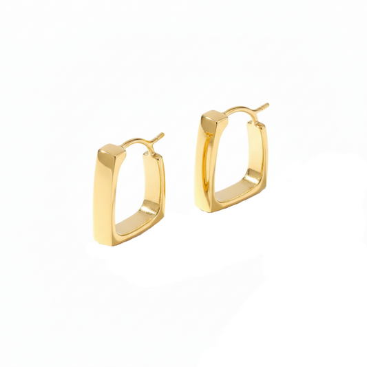 Geometrische Creolen Rechteckig in Goldfarbe Minimalistische Eckige Ohrringe Damen