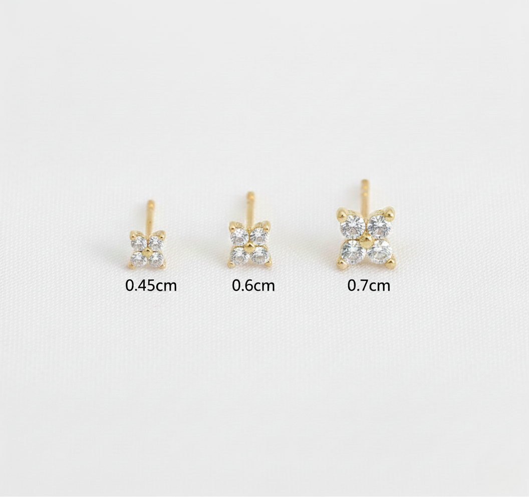 Aurelis Damen Ohrstecker Goldfarbe 4 Kristalle Edel & Zierlich Luxury Look Ear-Stacking