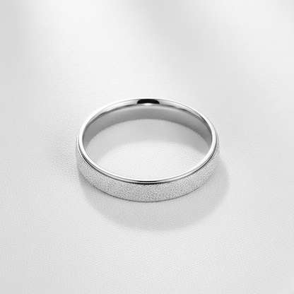 Frosted Bandring 4mm Silberfarbe Mattiert Sandmatt Edelstahl-Optik Damen
