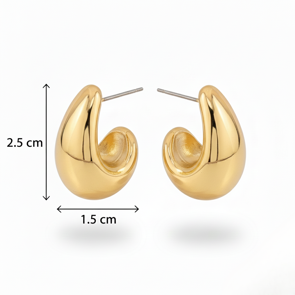 Aurelis Damen Ohrringe Tropfen Design Goldfarbe Chunky Teardrop Elegant Mittel