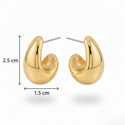 Aurelis Damen Ohrringe Tropfen Design Goldfarbe Chunky Teardrop Elegant Mittel